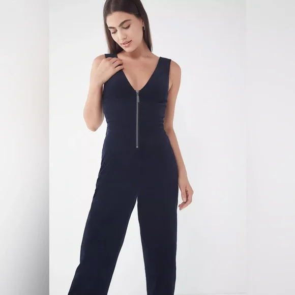 Urban Outfitters BDG April Corduroy Zip Front Jumpsuit-Size Small-Navy Blue - Picture 2 of 11